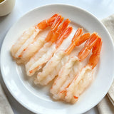Cooked arctic sweet shrimp with bright orange tails